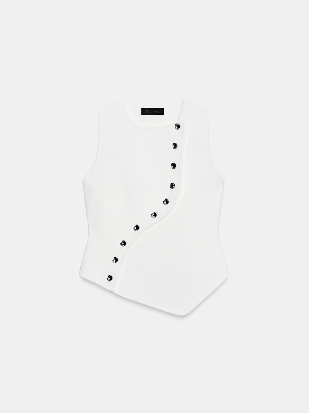 Zara White Sleeveless Button-Detail Camisole